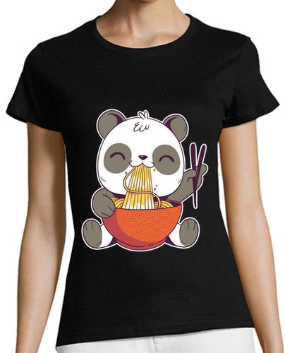 Camiseta Mujer Manga Corta panda ramen super lindo laTostadora - latostadora.com - Modalova