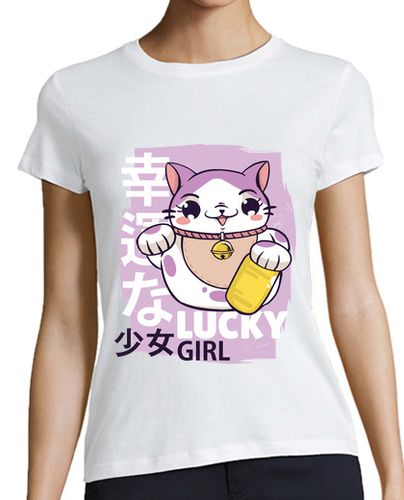 Camiseta mujer chica afortunada maneki neko gato - latostadora.com - Modalova