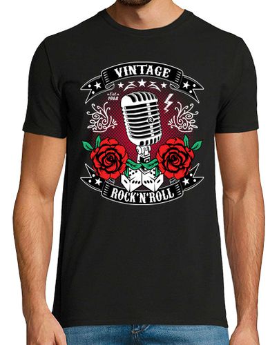 Camiseta Rockabilly Vintage 1968 Rockers Rock and Roll Micrófono laTostadora - latostadora.com - Modalova