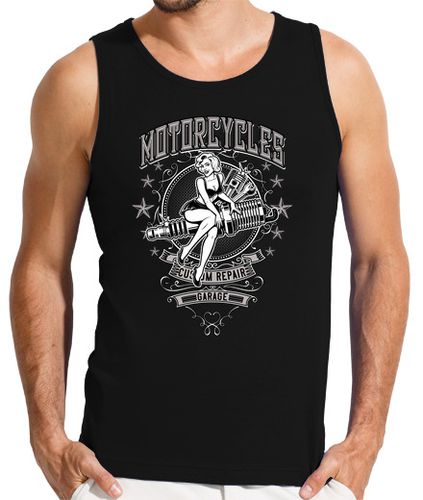 Camiseta Hombre Sin Mangas taller de garaje de motocicletas pin up laTostadora - latostadora.com - Modalova