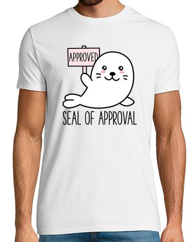 Camiseta Hombre Manga Corta lindas graciosas sello de aprobación kawaii animales sarcástico juego de palabras laTostadora - latostadora.com - Modalova