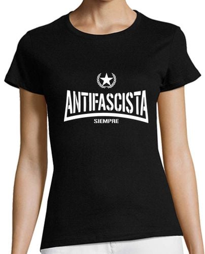 Camiseta Mujer Manga Corta Camiseta negra m - Antifascista siempre blanco laTostadora - latostadora.com - Modalova