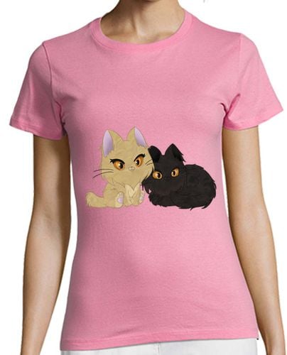 Camiseta Mujer Manga Corta Camiseta Mujer Gatitos Odyn y Chai laTostadora - latostadora.com - Modalova