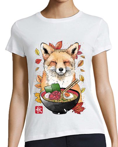 Camiseta Mujer Manga Corta Fox, Leaves and Ramen laTostadora - latostadora.com - Modalova