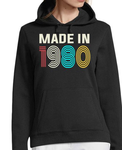 Sudadera Con Capucha Para Mujer Made In 1980 Cumpleaños Vintage 80s laTostadora - latostadora.com - Modalova