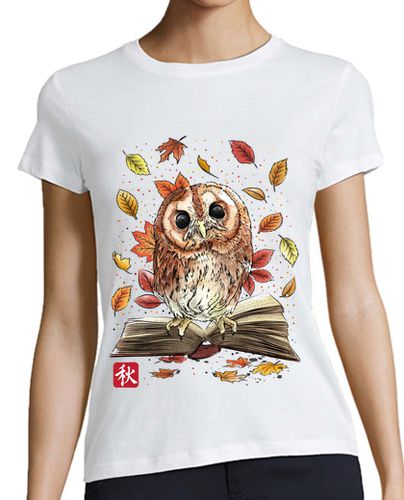 Camiseta mujer Owl Leaves and Books - latostadora.com - Modalova