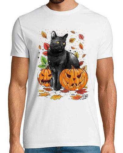 Camiseta Hombre Manga Corta Cat Leaves and Pumpkins laTostadora - latostadora.com - Modalova