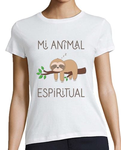 Camiseta Mujer Manga Corta Perezoso, Mi Animal Espiritual Camiseta Mujer, manga corta, blanca, calidad premium laTostadora - latostadora.com - Modalova