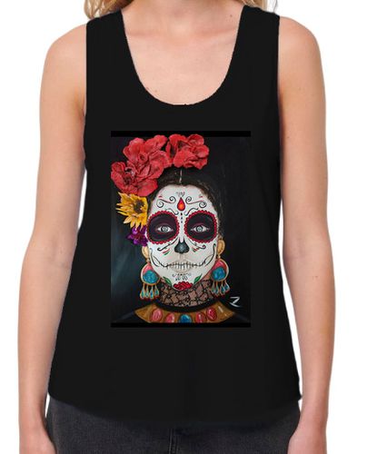 Camiseta mujer Camiseta calavera mexicana Mujer, tirantes anchos Loose Fit, negra - latostadora.com - Modalova
