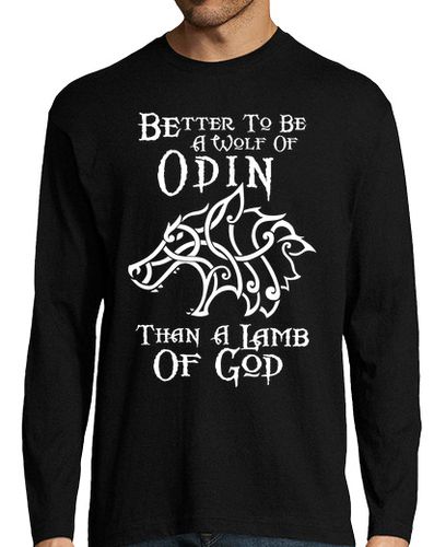 Camiseta Hombre Manga Larga Lobo de Odin (Vikings) laTostadora - latostadora.com - Modalova