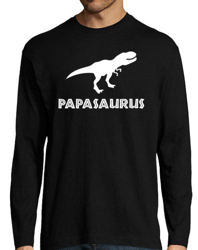 Camiseta Hombre Manga Larga Papasaurus (Fondo Oscuro) laTostadora - latostadora.com - Modalova