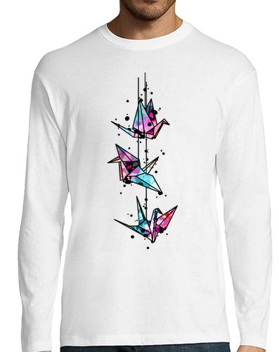 Camiseta Hombre Manga Larga origami blanco grúa acuarela laTostadora - latostadora.com - Modalova