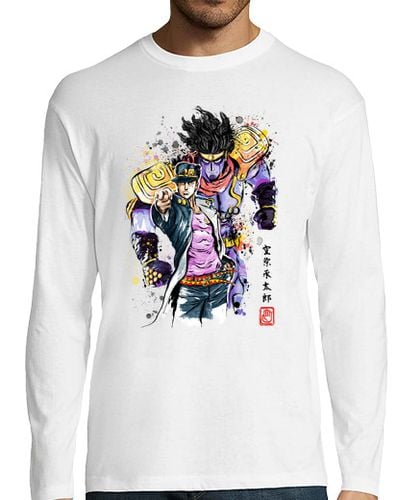 Camiseta Hombre Manga Larga Bizarre Adventure Watercolor laTostadora - latostadora.com - Modalova