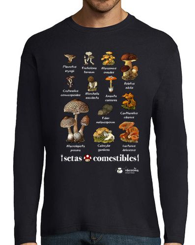 Camiseta Hombre Manga Larga Setas comestibles (fondos oscuros) laTostadora - latostadora.com - Modalova