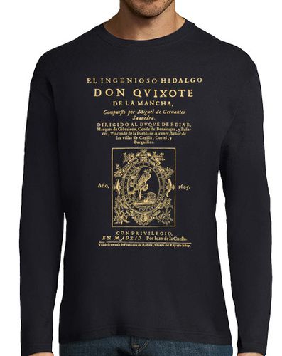 Camiseta Hombre Manga Larga Cervantes. Don Quijote (dark Tees) laTostadora - latostadora.com - Modalova