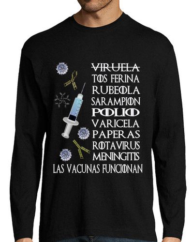 Camiseta Hombre Manga Larga Vaccines Work Prof Oscura Castellano HML laTostadora - latostadora.com - Modalova