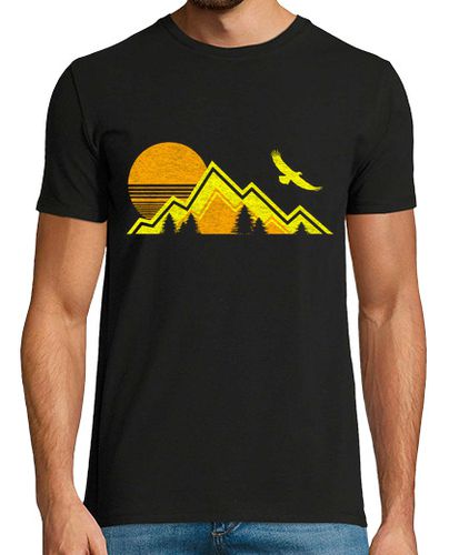 Camiseta Puesta De Sol Montaña Árboles Y Águila Naturaleza Vintage - latostadora.com - Modalova