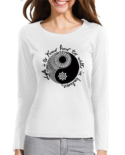 Camiseta mujer Camiseta Mandala Ying Yang Mujer, manga larga, blanco - latostadora.com - Modalova