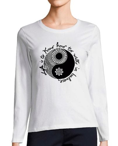 Camiseta mujer Camiseta Mandala Ying Yang Mujer, manga larga, blanco laTostadora - latostadora.com - Modalova