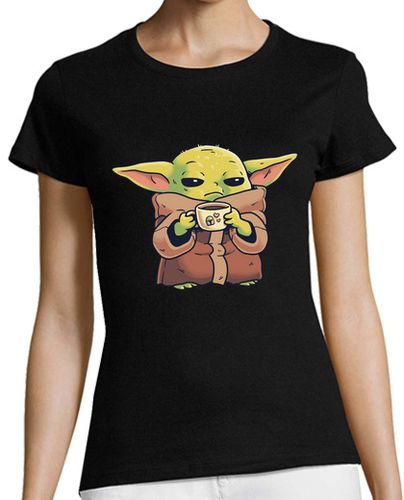 Camiseta mujer Baby Yoda Mandalorian Morning Coffee - latostadora.com - Modalova