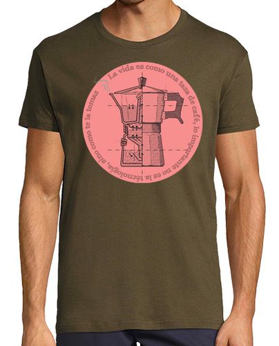 Camiseta Cafetera fondo coral. Hombre, manga corta, army, calidad extra - latostadora.com - Modalova