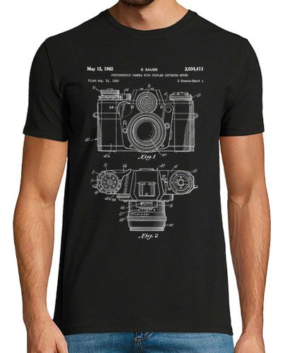 Camiseta Patente Cámara de Fotos Dibujo Vintage Fotógrafo laTostadora - latostadora.com - Modalova