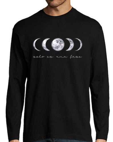 Camiseta Camiseta hombre, manga larga, negra. Fases lunares. Solo es una fase - latostadora.com - Modalova