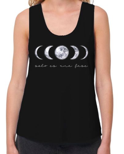 Camiseta mujer Camiseta Yoga Mujer, Fases lunares. Solo es una fase. Tirantes anchos Loose Fit, negra - latostadora.com - Modalova
