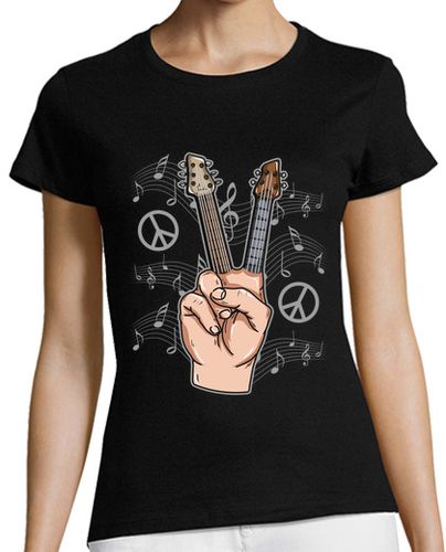 Camiseta mujer Símbolo Paz Guitarras Música Rock Guitarrista Pacifista - latostadora.com - Modalova