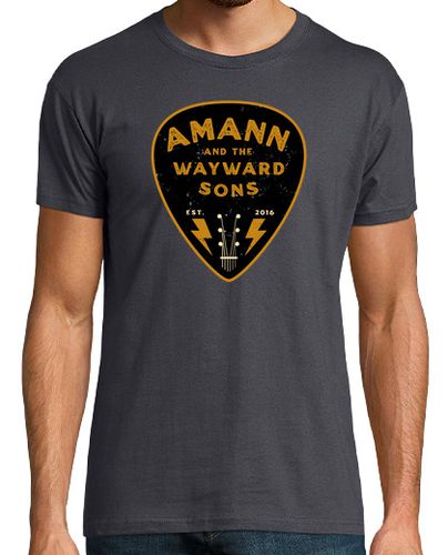 Camiseta Logo AMANN púa negro y dorado Hombre, manga corta, gris ratón, calidad extra - latostadora.com - Modalova