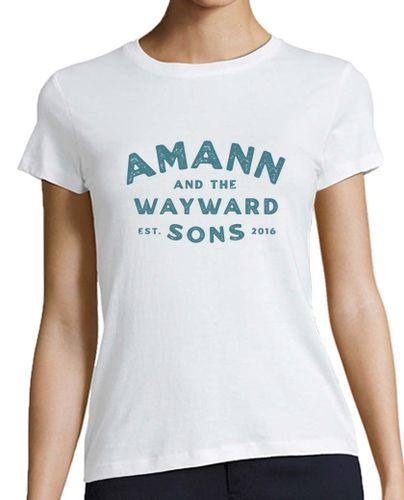 Camiseta mujer Logo AMANN label turquesa. Mujer, manga corta, blanca, algodón orgánico - latostadora.com - Modalova