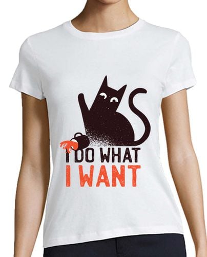 Camiseta Mujer Manga Corta hago lo que quiero gato negro laTostadora - latostadora.com - Modalova