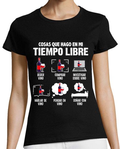Camiseta mujer Me Encanta El Vino Enóloga Humor Alcohol Vino Tinto - latostadora.com - Modalova