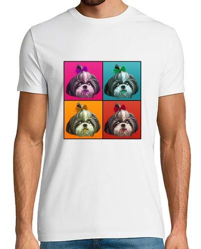 Camiseta Hombre Manga Corta shih tzu ilustración estilo pop art laTostadora - latostadora.com - Modalova