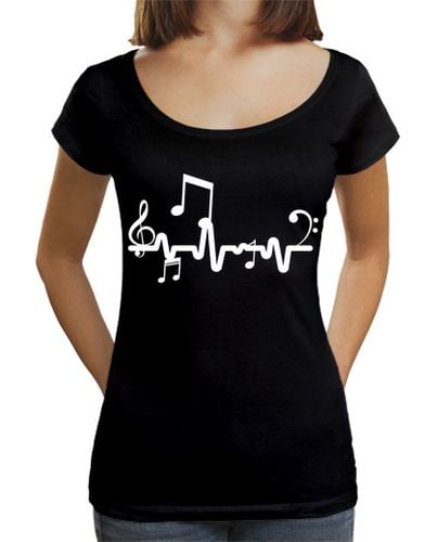 Camiseta Mujer Cuello Ancho Loose Fit latido del corazón música notas musical laTostadora - latostadora.com - Modalova