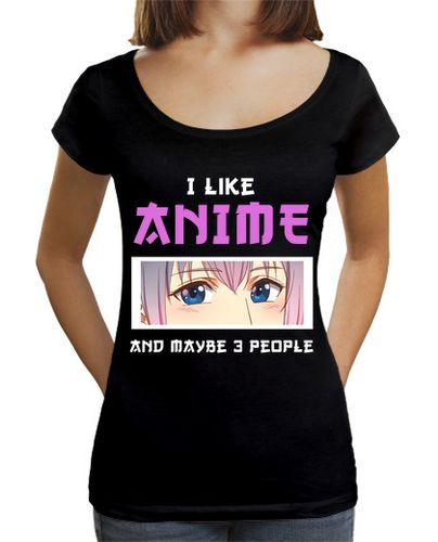 Camiseta Mujer Cuello Ancho Loose Fit me gusta el anime y tal vez 3 personas laTostadora - latostadora.com - Modalova