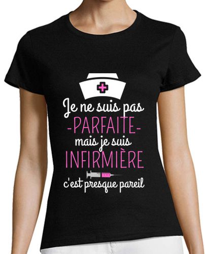 Camiseta Mujer Manga Corta regalo de humor de enfermera casi perfecto laTostadora - latostadora.com - Modalova