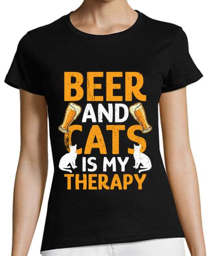 Camiseta mujer la cerveza y los gatos son mi terapia - latostadora.com - Modalova