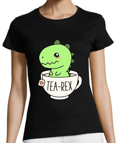 Camiseta Mujer Manga Corta tearex lindas trex dinosaurio kawaii graciosas dino juego de palabras laTostadora - latostadora.com - Modalova