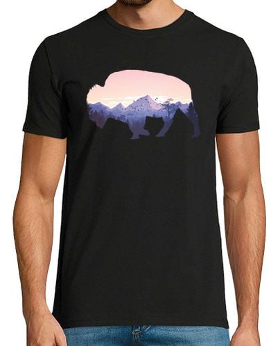 Camiseta Hombre Manga Corta nativo americano búfalo bisonte montaña desierto aventura senderismo regalo laTostadora - latostadora.com - Modalova