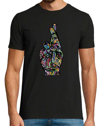 Camiseta psicodélicos dedos cruzados trippy hippie mano acuarela - latostadora.com - Modalova