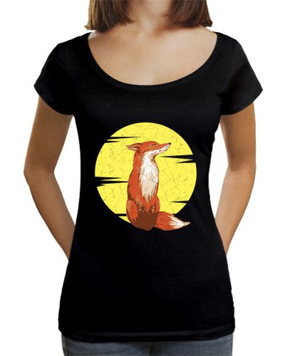 Camiseta Mujer Cuello Ancho Loose Fit imagen de zorro luz de la luna laTostadora - latostadora.com - Modalova