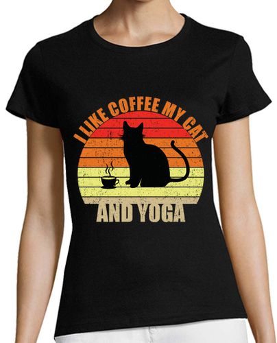 Camiseta mujer me gusta el cafe mi gato y el yoga - latostadora.com - Modalova