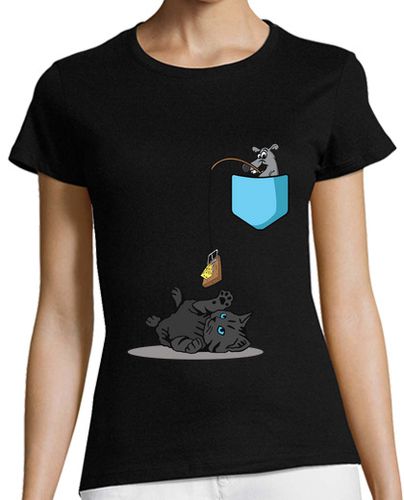 Camiseta mujer gatito jugando con trampa para ratones - latostadora.com - Modalova