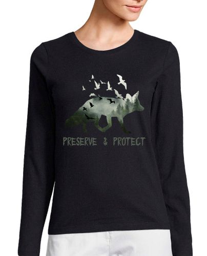 Camiseta Mujer Manga Larga preservar proteger el parque nacional z laTostadora - latostadora.com - Modalova