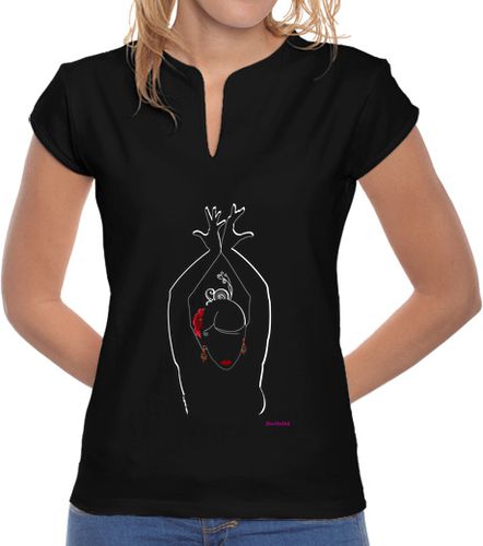 Camiseta mujer flamenca para negro, Mujer, cuello mao, negra - latostadora.com - Modalova