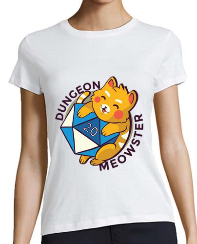 Camiseta Mujer Manga Corta mazmorra meowster lindo gato en d20 dad laTostadora - latostadora.com - Modalova