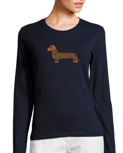 Camiseta Mujer Manga Larga Dachshund chocolate, camiseta mujer manga larga. laTostadora - latostadora.com - Modalova