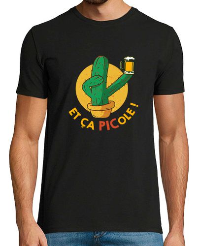 Camiseta Hombre Manga Corta y ese aperitivo de licor y juegos de palabras de cactus, el humor del alcohol dice en francés laTostadora - latostadora.com - Modalova