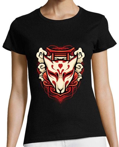 Camiseta Mujer Manga Corta máscara japonesa de zorro kitsune con t laTostadora - latostadora.com - Modalova